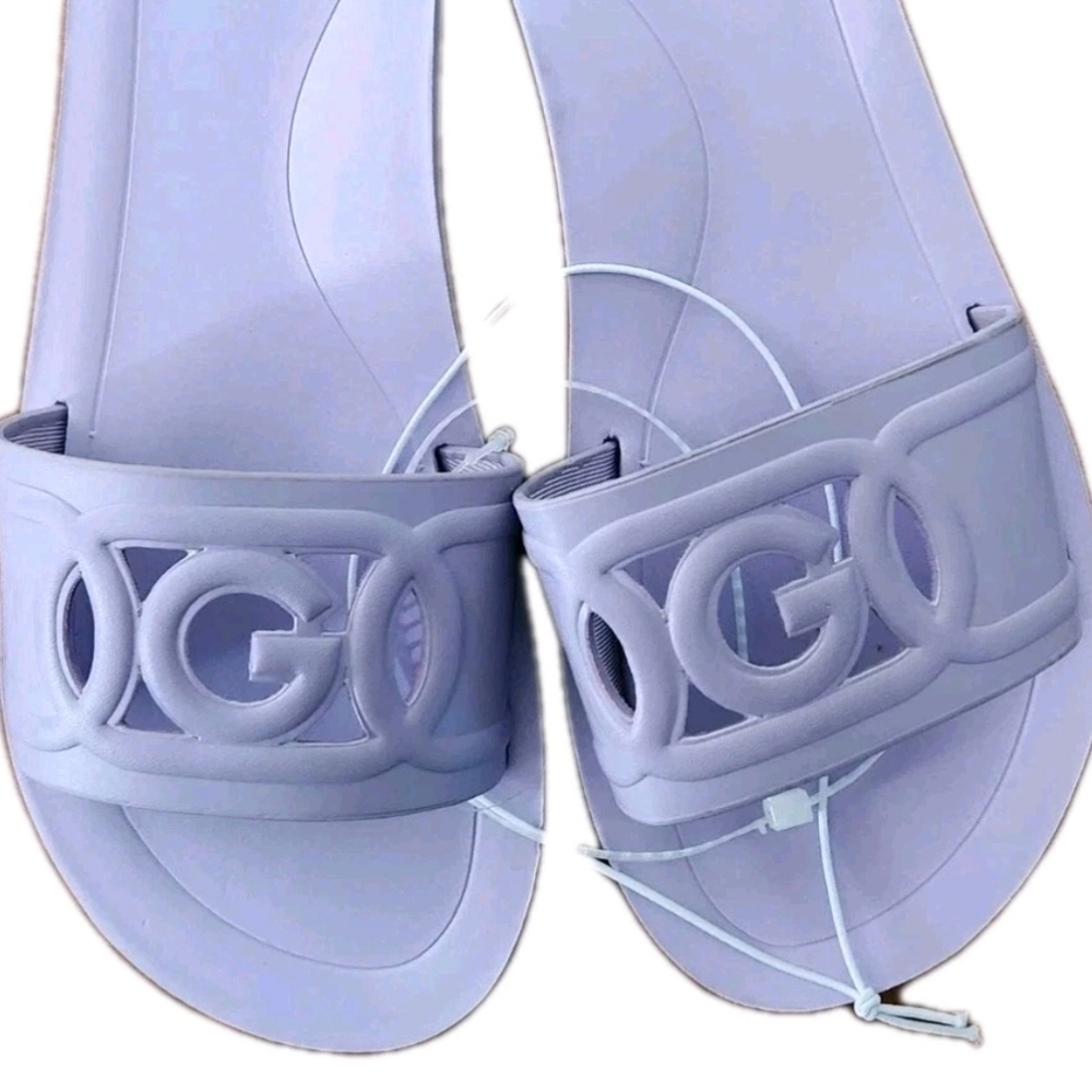 G By Guess Lavender Slide Sandals Logo Strap Size 10 – New Minimalist Soft Girl